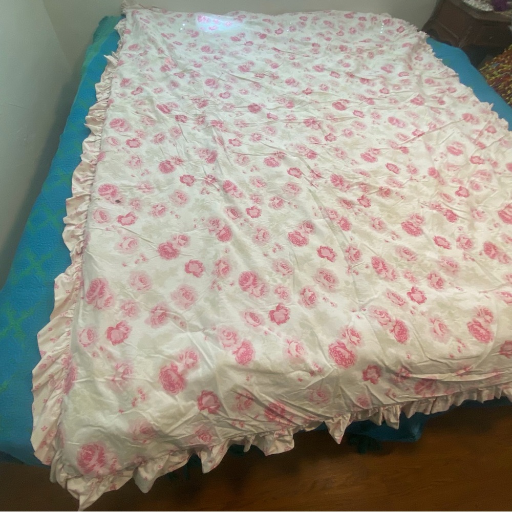 Vintage Twin Simply Shabby Chic Reversible Pink Flower Cotton Comforter - Picture 5 of 10